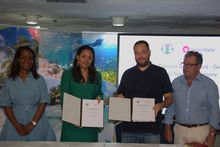 Bernadette Willemin, Director General Marketing, Tourism Seychelles; Sherin Francis, Principal Secretary, Tourism Seychelles; James South, Founder, Gecko Digital; Michael Flynn, Chairman, Gecko Digital