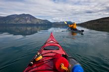 Kayaking on Kusawa Lake, Yukon