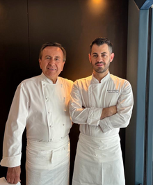 Michelin-starred chef Daniel Boulud with Executive Chef of Maison Boulud Singapore, Rémy Carmignani