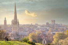 View Norwich Cathedral from Mousehold Heath 