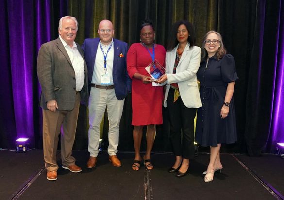 Photo shows (from L to R):   CHIEF Programme Chair Bill Clegg,  Kevin Cooper, General Manager, True Blue Bay, Mary Calliste, Assistant Manager, True Blue Bay,  CHTA President Nicola Madden-Greig, and Vanessa Ledesma, Acting CEO and Director General, CHTA.