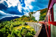 Jacobite on Glenfinnan Viaduct, Scotland 