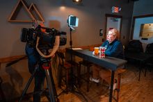 Ann Nemanic, executive director of GO Laurel Highlands, conducts and interview at Forbes Trail Brewing, Stoystown.