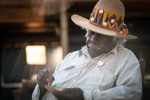 Bruce Wiggan, pearl shell carver, Cygnet Bay Pearl Farm 