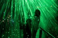 Girls immersed in starlight rays