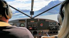 Jim Thurston Flying Over Glacier in Alaska