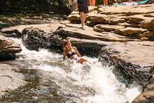 Meadow Run Natural Waterslides in Ohiopyle, a charming borough in the Laurel Highlands of Southwestern Pennsylvania.