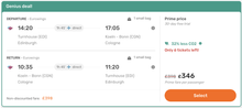 Flying from Edinburgh Turnhouse to Koeln -Bonn Cologne (14th - 26th June)  *Price correct as of 07.05.24 and inclusive of tax and service charge