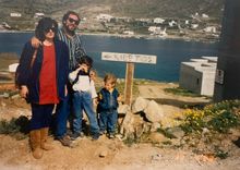  The Michopoulos family in front of the Kivotos Mykonos construction site.