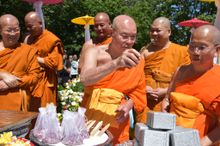 Wat Phra Singh UK Monks blessing the Peace Garden Foundations