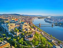 The Danube River weaves its way through Budapest, Hungary