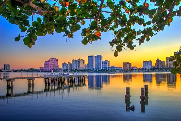 Views of West Palm Beach from Palm Beach, Florida