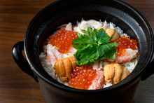 Rice, Ikura and sea urchin - Loka, Kyoto