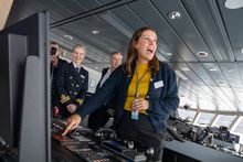 Marianne Sivertsen Næss on the brigde of Havila Polaris