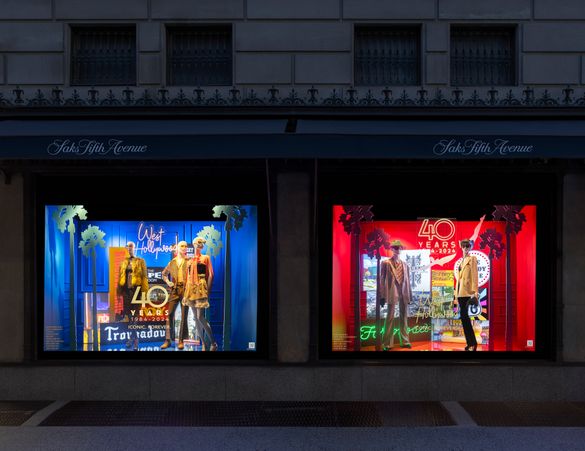 Visit West Hollywood's window display at the Saks Fifth Avenue New York flagship, open until October 29, 2024.