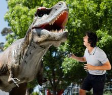 Dino Super Fan, Andy Day and Dinosaur Valley's T rex 