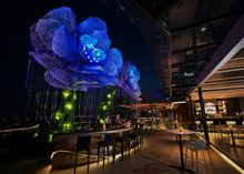 Sip on a floral-infused cocktail under a 5-metre tall Mirabilis flower-inspired centrepiece