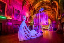 A Viking longship forms the centrepiece of Bamburgh Castle's A Christmas Through Time experience 