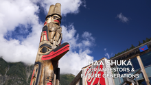 The 360-degree Sealaska Core Cultural Values kootéeyaa (totem) at Heritage Square in the center of the Sealaska Heritage Arts Campus in downtown Juneau focuses on the four core values of the Tlingit, Haida, and Tsimshian people.