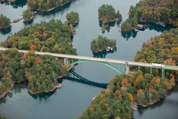 Aerial view of the Thousand Islands, Ontario Canada