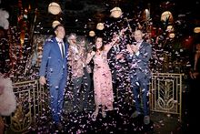 President and COO of Caesars Entertainment Anthony Carano, Interior Designer Nick Alain, Lisa Vanderpump, Regional President of Caesars Entertainment Sean McBurney and SVP & GM of Flamingo Las Vegas Dan Walsh at the Grand Opening of Pinky's by Vanderpump 