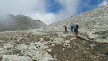 Approaching the Nying La on Far West Exploratory GHT trek (Nepal) in Nepal