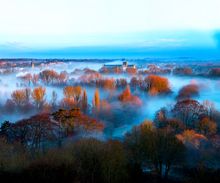 Winchester Cathedral in mist