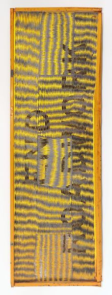 Wanapati Yunupiŋu 'Gurtha' 2021, etched aluminium, 181 x 60 cm, Art Gallery of New South Wales, Sydney, Mollie Gowing Acquisition Fund for Contemporary Aboriginal Art 2021 