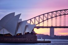 Sydney Harbour at Sunset - featuring the iconic Sydney Harbour Bridge & Sydney Opera House