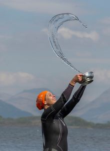  Emma MacDonald, owner of Wild Hebridean Swimming with a quaich in Argyll and the Isles