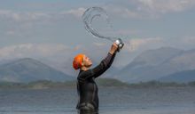 Emma MacDonald, owner of Wild Hebridean Swimming,  Emma MacDonald, owner of Wild Hebridean Swimming with a quaich in Argyll and the Isles