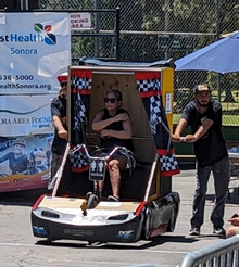 An entry in the World Class Twain Harte Outhouse Races. (Photo courtesy of Carol Hallett, Twain Harte Area CERT Program Manager)