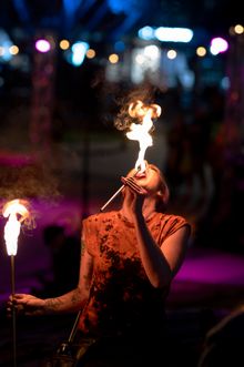 A fiery performance at Fremantle's 10 Nights in Port, 2023. Photo by Tashi Hall.