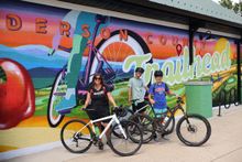 A family ride begins at the Ecusta Trail's Trailhead Pavilion on Main Street in Hendersonville