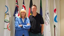 Brent Hill with Brisbane 2032 Olympic and Paralympic Games CEO, Cindy Hook 
