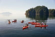 Kayakers enjoy the calm waters of the Inside Passage.