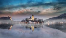 Lake Bled in winter, Slovenia