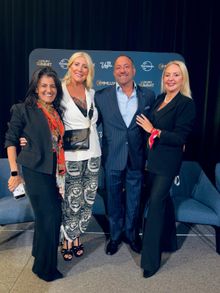  Michaela Guzy (OTPYM Productions), with Amy Hanna (CORE: Club), Greg Habeeb (WorldHotels), Melanie Brandman (The Brandman Agency & Travel Curator)