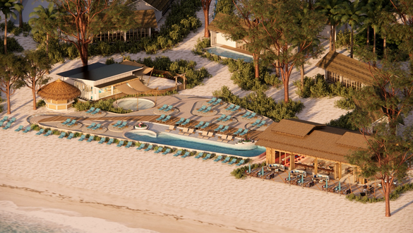 The beachfront restaurant and pool zone designed for laid-back dining and oceanfront leisure