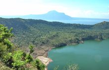 View across the Taal Volcano crater and the surrounding lake, Luzon, Philippines