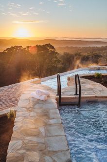 Sunrise over hot pools