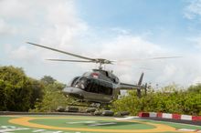 Helicopter Landing at Raffles Bali Heliport