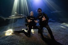 Matt Gorman (right) diving with his father, John
