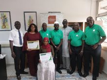 The Gambia Experience resort staff receiving CAPED certificates from Mr Momodou Bah (third from right).   