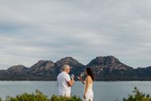 drinking wine with a view of the Hazards, Freycinet Park