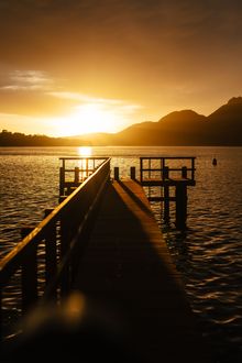 Renovated docks on Picnic Island at sunset