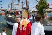On Palm Sunday the Bishop of St. Augustine Diocese blesses the commercial and private fishing fleet for a bountiful year