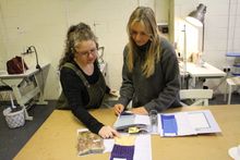 Emily with Vicky Ripley, Costume Coordinator. Kynren - The Storied Lands.