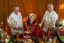 Chefs from the Time Travellers' Feast meet characters from the immersive pre-show dining experience