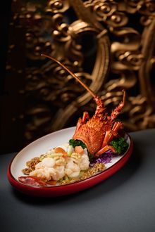 Stir-fried fresh Lobster with Waterchestnuts, Chinese Celery and Walnuts (HKD 2,380)
